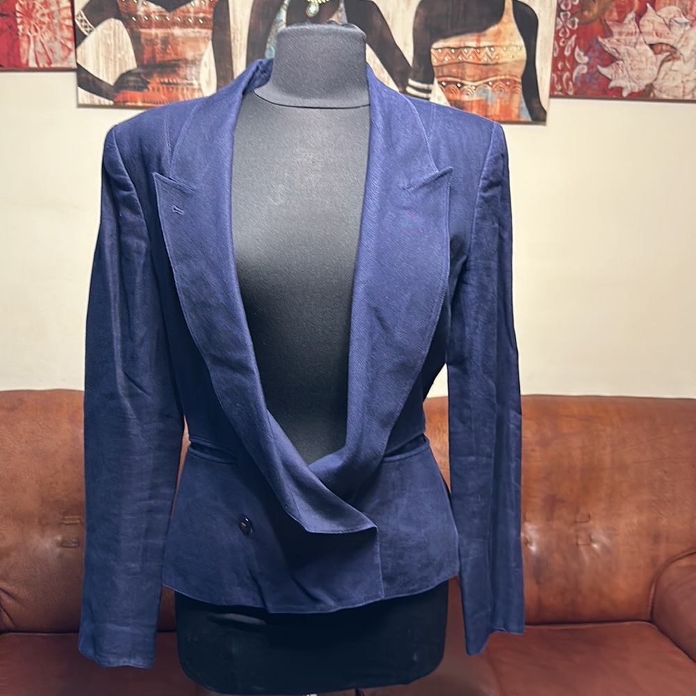 CLAUD MONTANA MADE IN ITALY WOMEN LINEN BLAZER SIZE 42|8 WITH SHOULDER P…